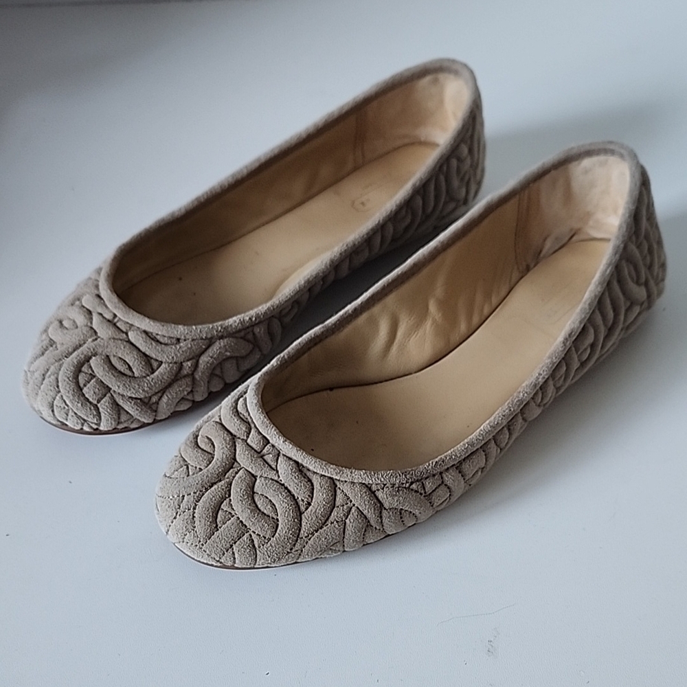 COACH | Quilted suede ballet flats neutral sz 8B